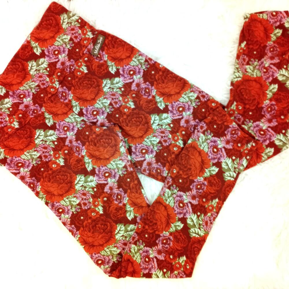 MATILDA JANE~Girls High Waisted Floral Leggings Ruched Ankle~M 8-10